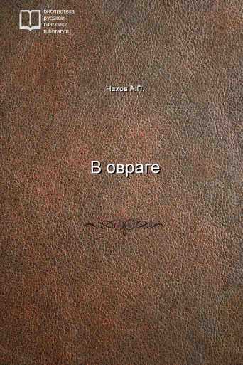 В овраге - обложка книги